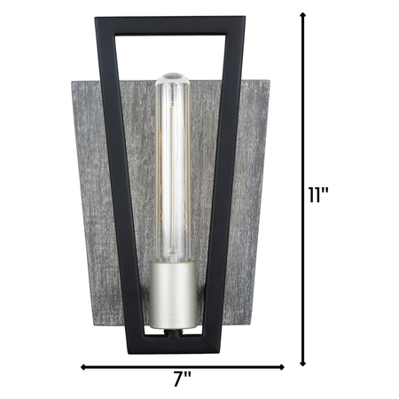 Varaluz Zag 1-Lt Sconce - Black/Grey Wood 260W01BLG